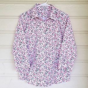 LL Bean L Regular Wrinkle Resistant Cotton Shirt Floral size M